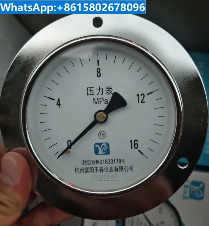 Hangzhou Fuyang Y100ZT Axial Pressure Gauge 1.6mpa Experimental Panel Flanged Water Pressure Gauge Air Pressure