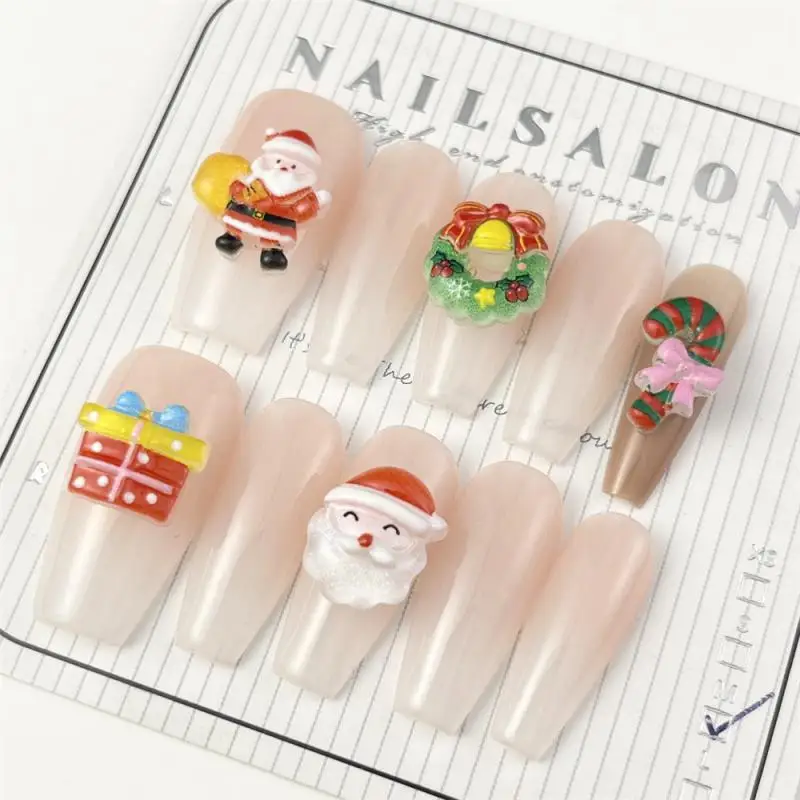 Adornos navideños para Nail Art, campana de diseño lindo, Papá Noel, resina tridimensional, accesorios para Nail Art, uñas de vacaciones