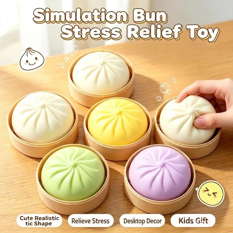 Simulation Bun Squishy Toy Soft Squeeze Toy Stress Relief Fidget Toy Hand Pinch Decompression Toy For Kids Gift