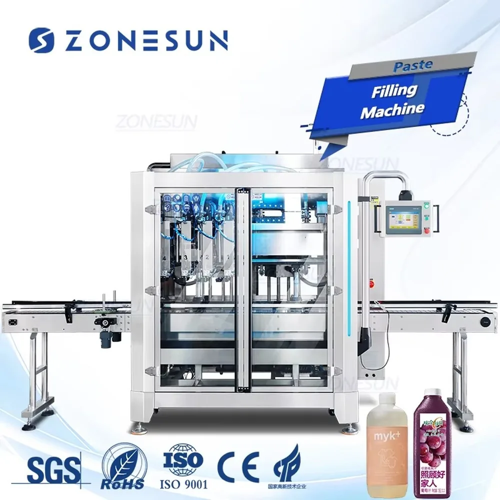 ZONESUN ZS-VTPF4 Automatic Servo Gear Pump 4 Heads Paste Tracking Filling Machine High Precision Quantitative Filler