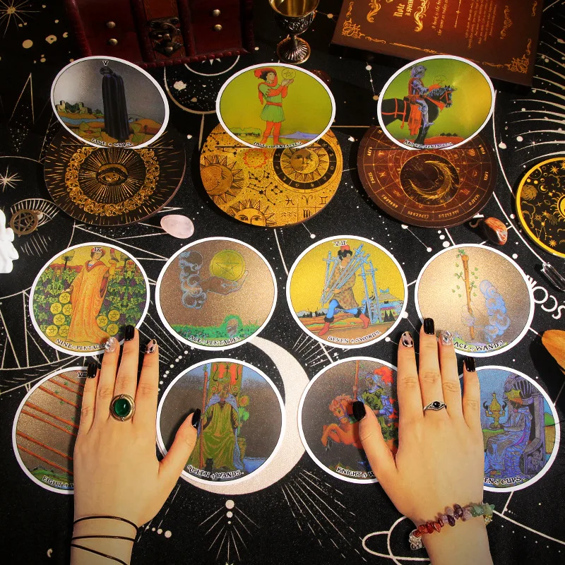 10x10cm PVC Plastic Circular Classic Wait Tarot Cards English High Quality 78Pcs Circle Board Games Waterproof Cards with manual