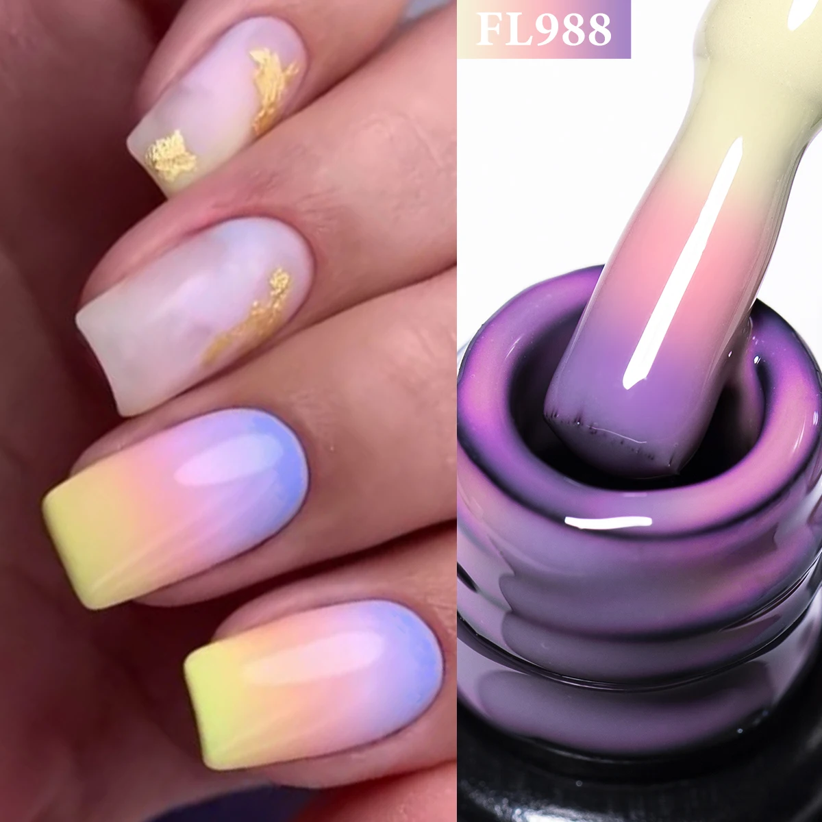 10ml 2 in 1 Thermal Rubber Base Gel Pink Nude Color Changing Soak Off UV/LED Varnishes HEMA Free DIY Manicure Nail Art Design