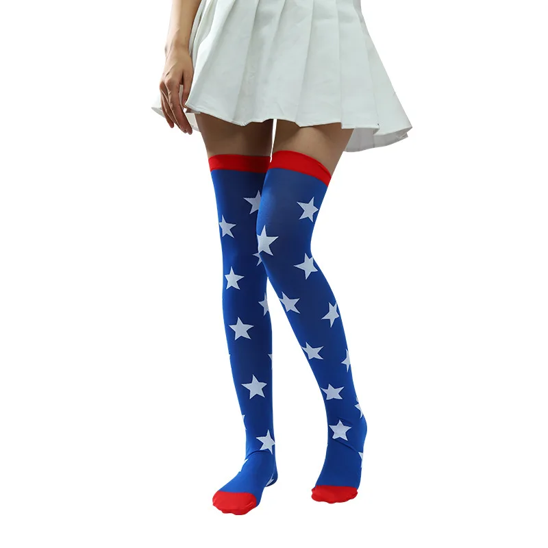 New Independence Day Flag Thigh High Socks Creative American Star Striped Stocking Over Knee Long Sock Anime Cosplay Costume