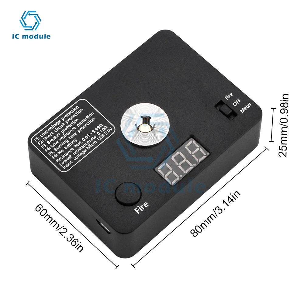 Imagem -05 - Bobina Digital Resistência Tester Mini v3 Ohm Medidor Interface Microusb Screen Display Adequado para Camping Faça Você Mesmo 521 Tab