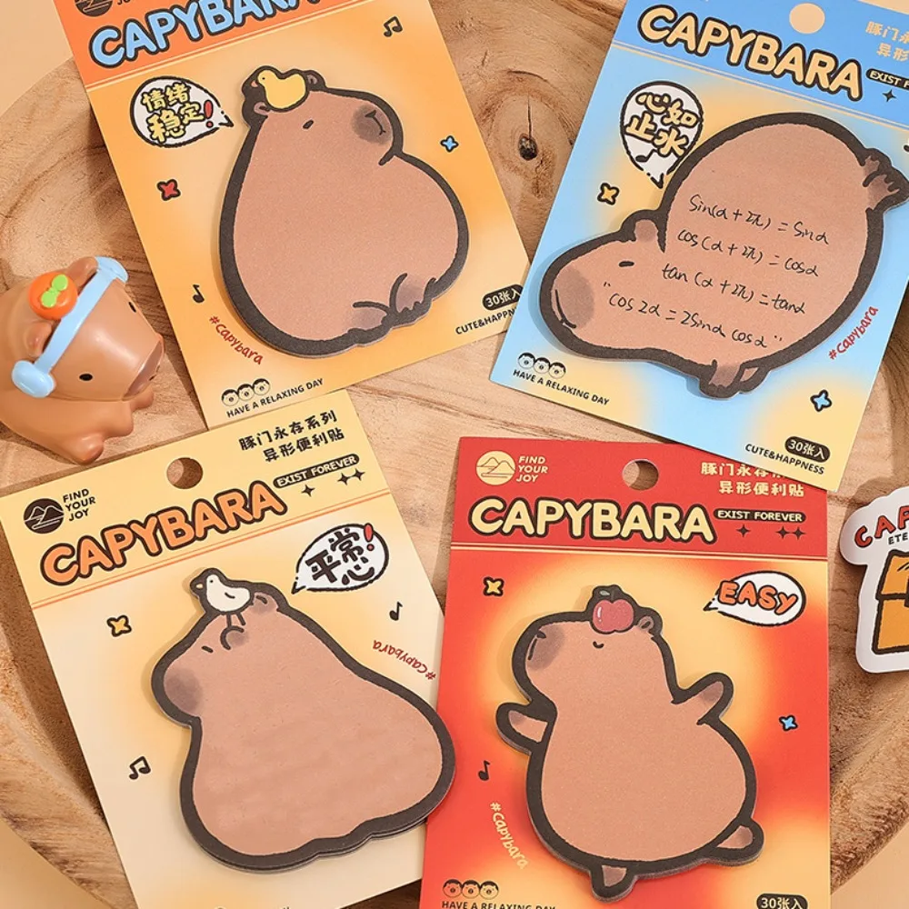 30pcs Gift Capybara Memo Pad Paper Animals Thickened Sticky Notes Kawaii Message Stickers Student