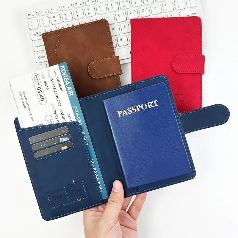 Dompet Paspor Kulit Anti Air, Tempat Kartu Kredit, Lucu, Untuk Wanita/Pria, Penutup Paspor Dengan Gesper