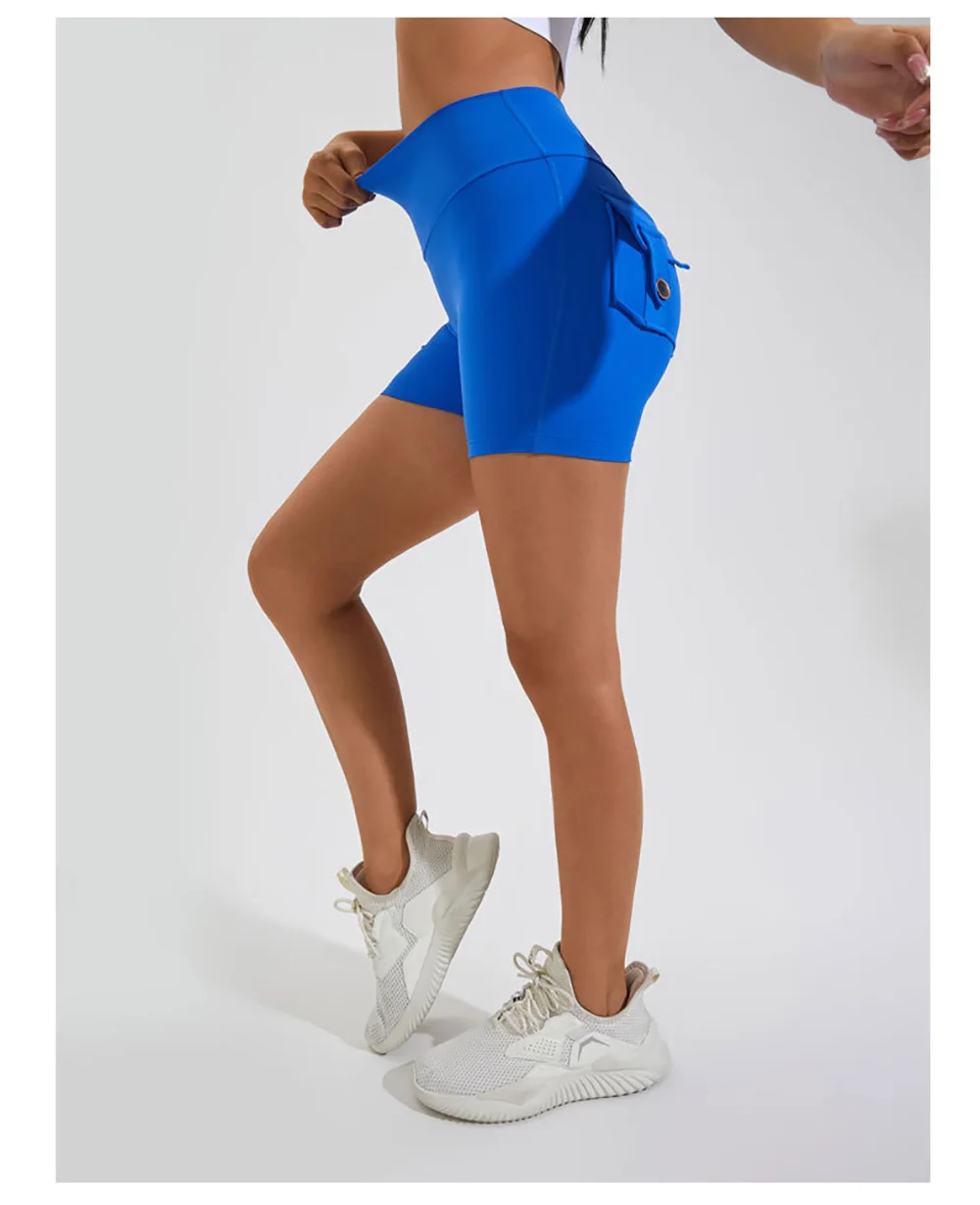 Mulheres treino biker shorts com bolsos scrunch butt treino carga shorts cintura alta booty levantamento ginásio inferior