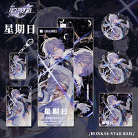 Game Honkai Star Rail Sunday Figure Keychain Pendant 58mm 75mm Badges Brooch Cartoon Laser Ticket Postcard Halloween Party Gifts