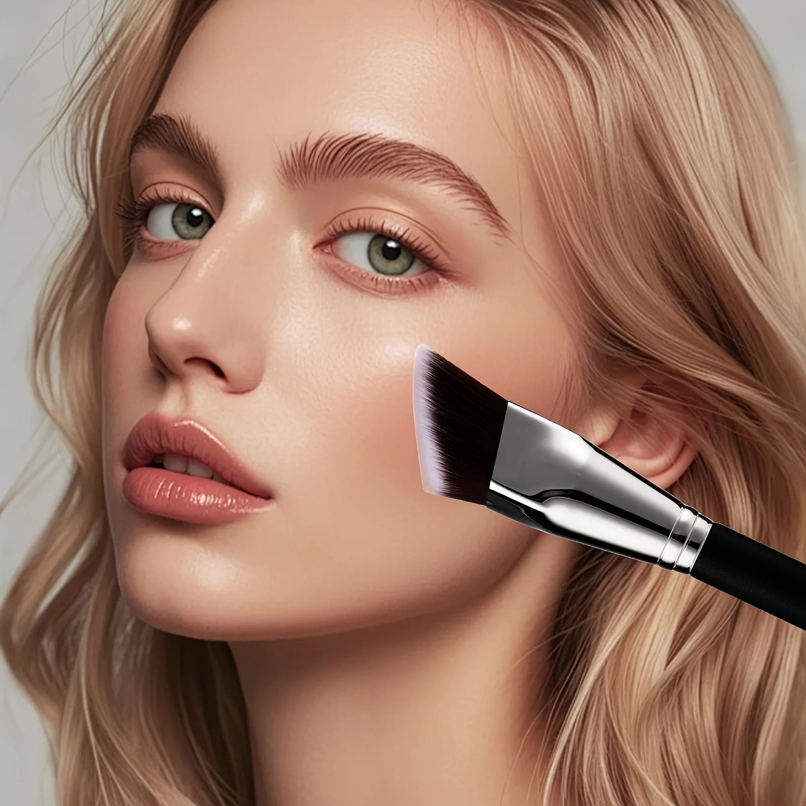 Professioneller Weitwinkel-Foundation-Pinsel mit Rechteckigen Borsten, Geeignet für Alle Hauttypen, Synthetisches Make-up-Werkzeug – Detail 3