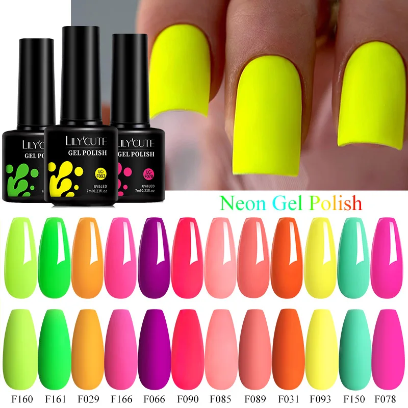 LILYCUTE 7ML Neon Nagel Gel Polnisch Sommer Farbe Fluoreszierende Gel Nägel Maniküre Semi Permanent UV Gel Soak Off UV LED Nail art Gel