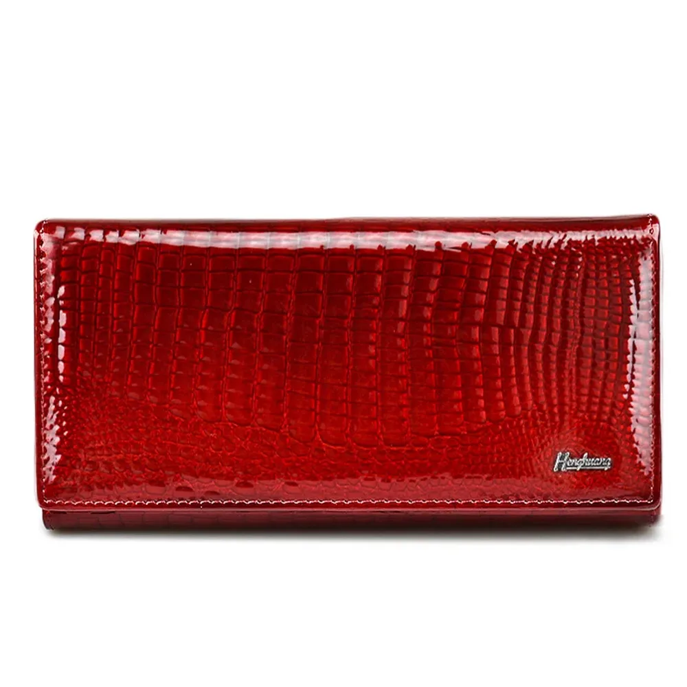 HH-Portefeuille Alligator Long en Cuir group pour Femme, Pochette, Porte-Monnaie, Loquet de Luxe, Brevet Crocodile