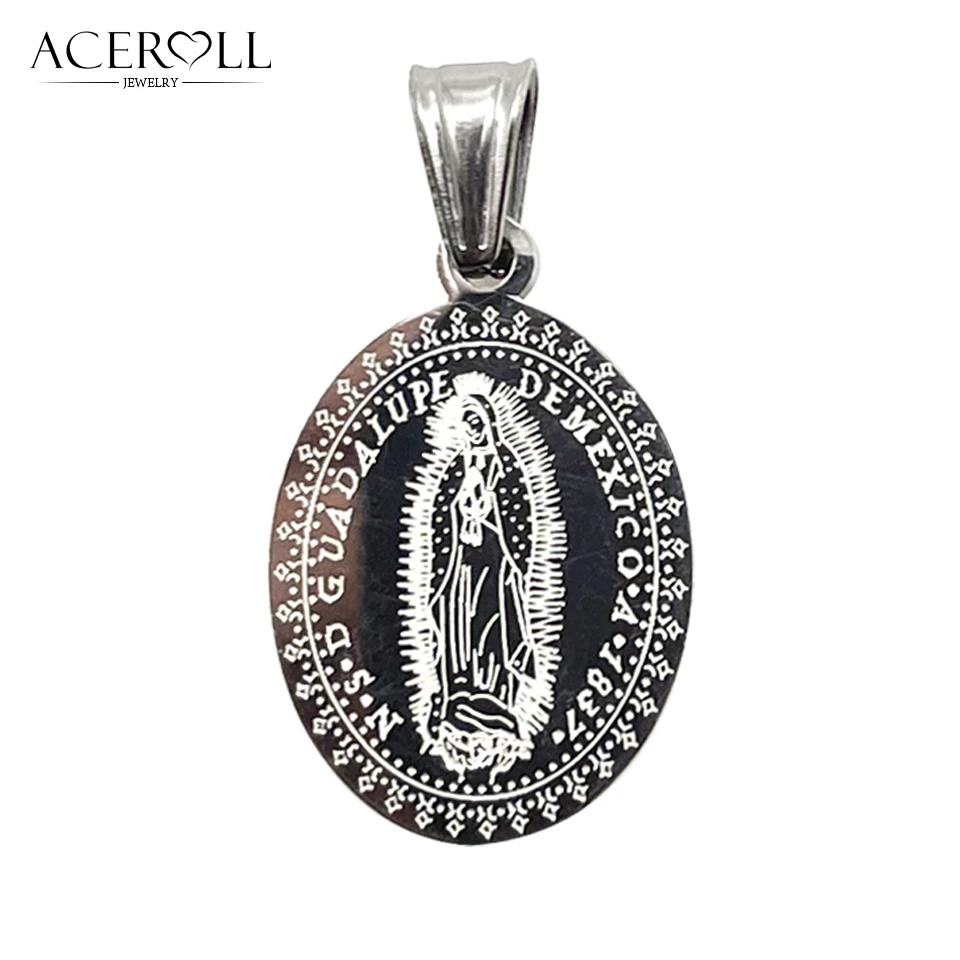 ACEROLL Stainless Steel Catholic Pendant of Our Lady of Guadalupe Medal, Our Lady of Guadalupe - view 3