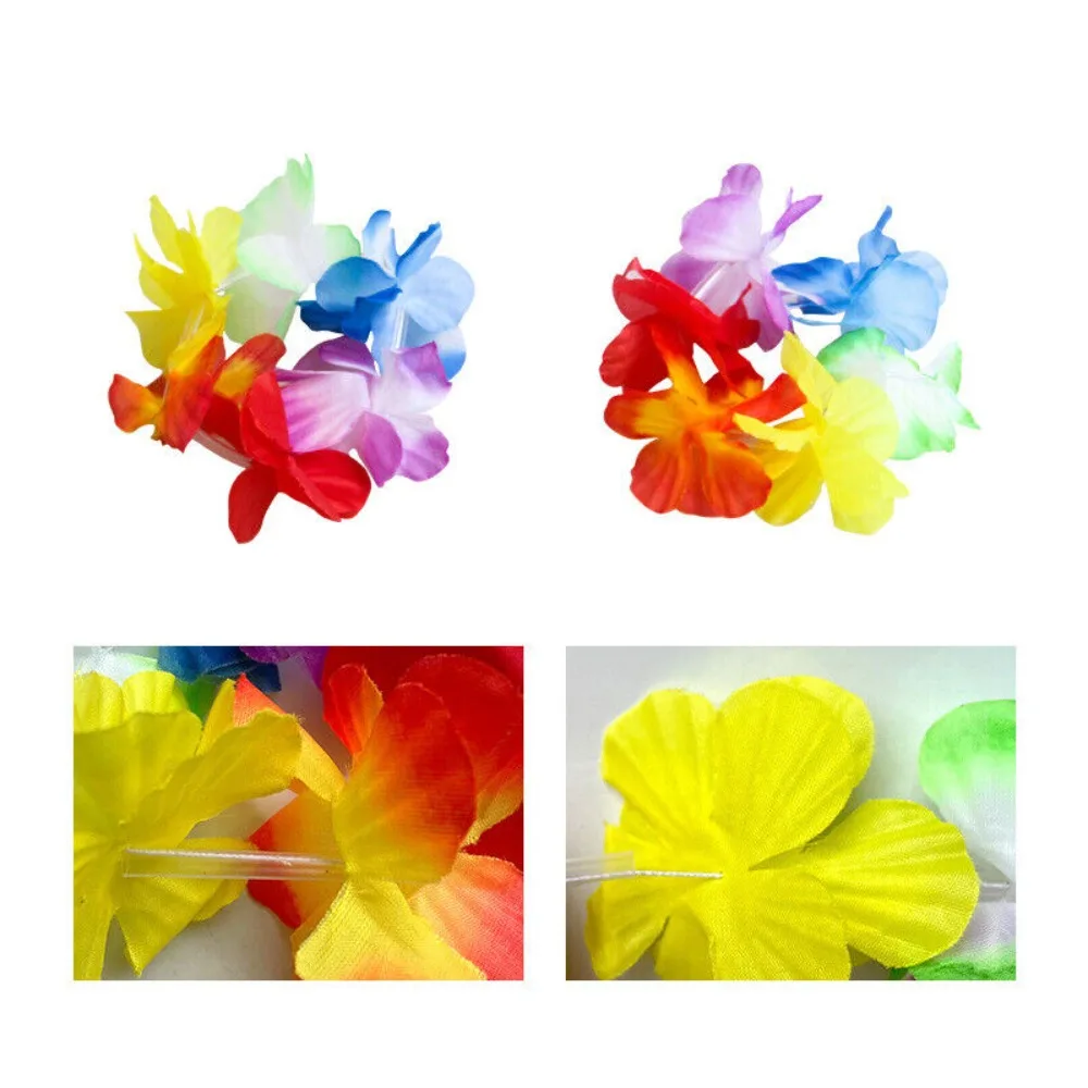 5pc/set Garland Headband Bracelet Hawaii Fancy Dress Costume Set Hula Show Grass Skirt 40CM Full Charming Hawaiian Hula Skirt