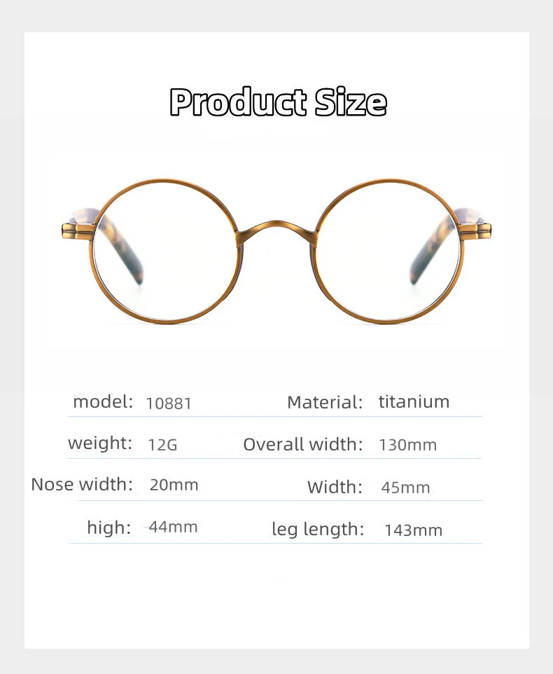 Vintage Titan Legierung Gläser Rahmen Männer Kleine Runde Lesebrille Optische Brillen Frauen Luxus Marke Brillen – Detail 8