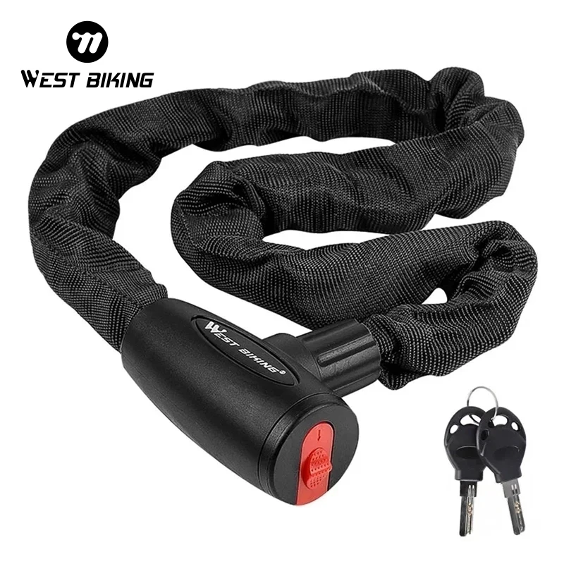 WEST BIKING Bicycle Padlock Anti-theft Steel Password Code Motorcycle Lock Electric Scooter Safty Chain Lock Bicycle Accessories