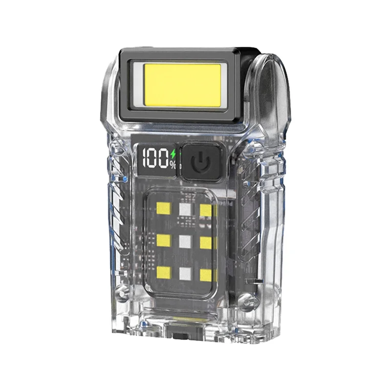 ABVA-USB Rechargeable EDC Flashlight Portable Mini LED Flashlight Battery Display Magnetic Working Light Fishing Torch