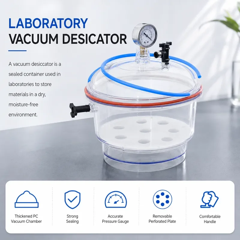Small Lab Vacuum Desiccator Dryer Jar 150mm/250mm with Double Valves Glassware for Chemical Storage And Drying in Laboratory Use