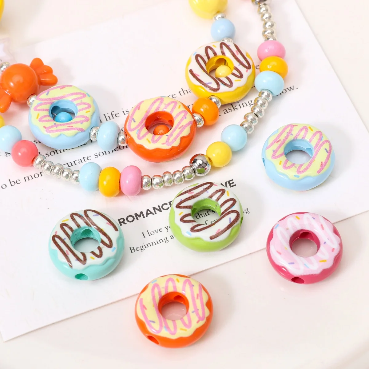 1/5pcs 16mm Acrylic Donut Loose Beads Big Hole Candy Color Spacer Beads For DIY Bracelets Phone Chain Jewelry Making Accessories