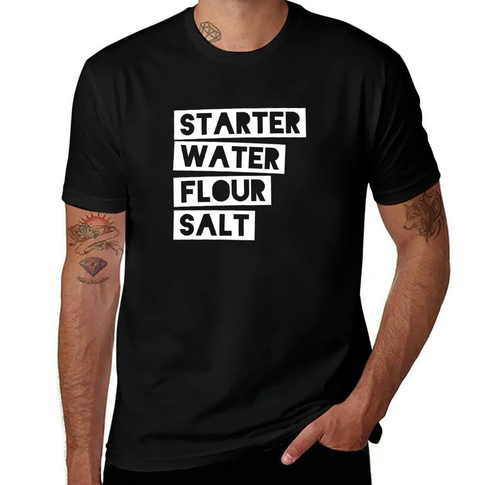 Sourdough Ingredients (White Block Letters) | T-Shirt Big and Tall Solid Color T-Shirt