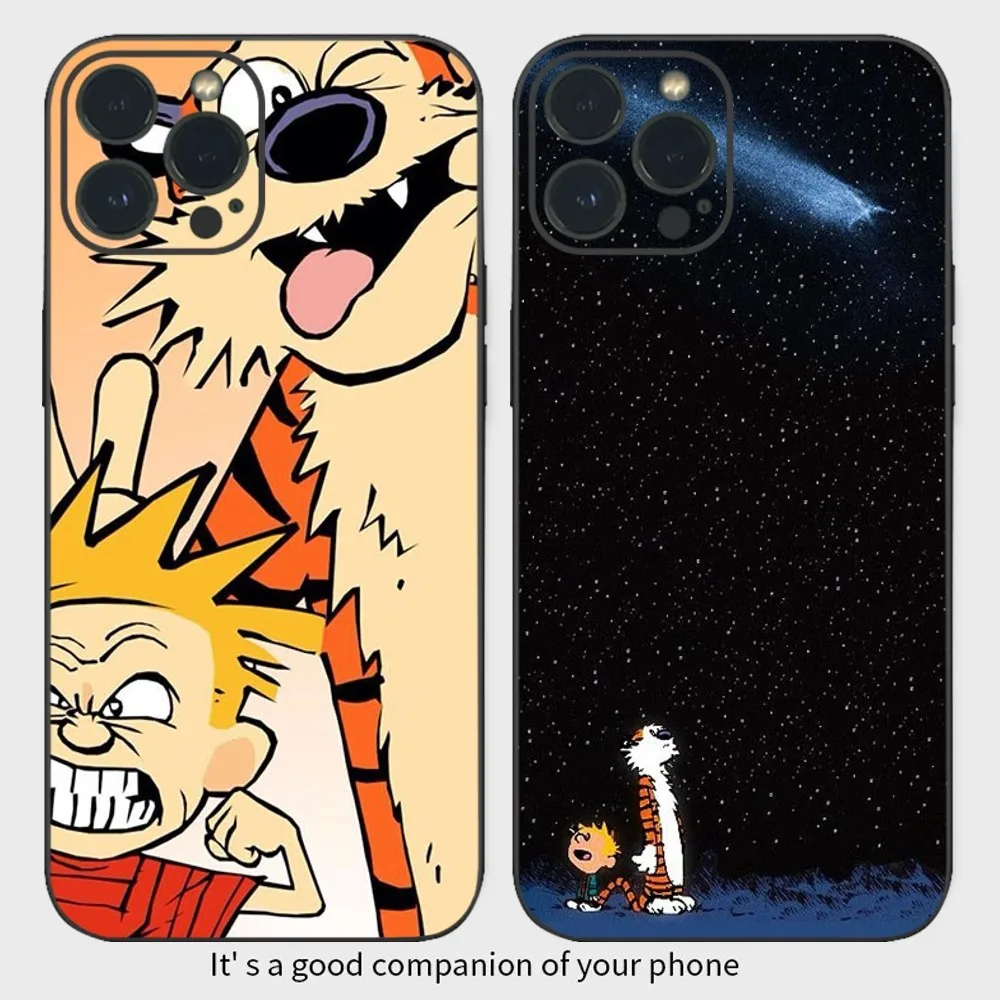 Cartoon C-Calvin And H-Hobbes Phone Case  For iPhone16 15 14 13 12 Mini 11 Pro XS Max X XR SE5 6 7 8 Plus Soft Silicone Cover