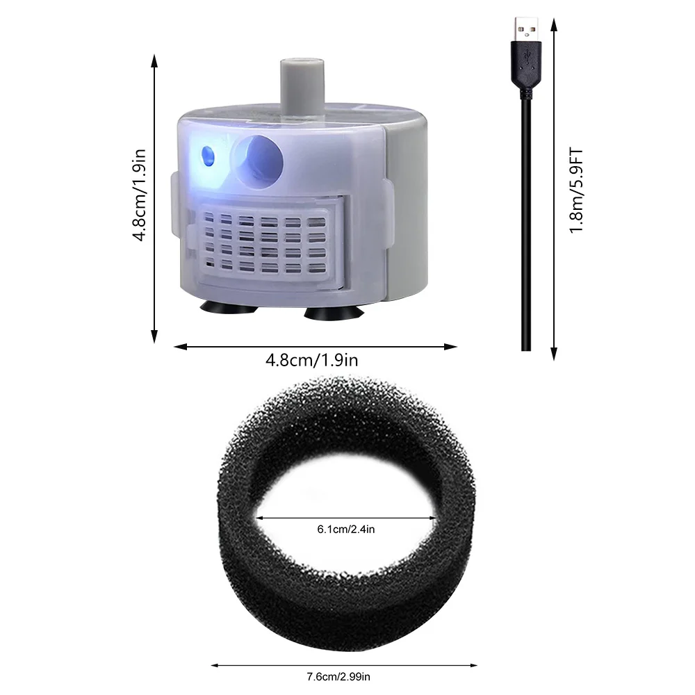 SMA-800 USB Water Pump and Filter DIY Pet Drinking Fountain Low Noise Brushless Motor Submersible Pump DC 5V/1A 50cm 160L/H