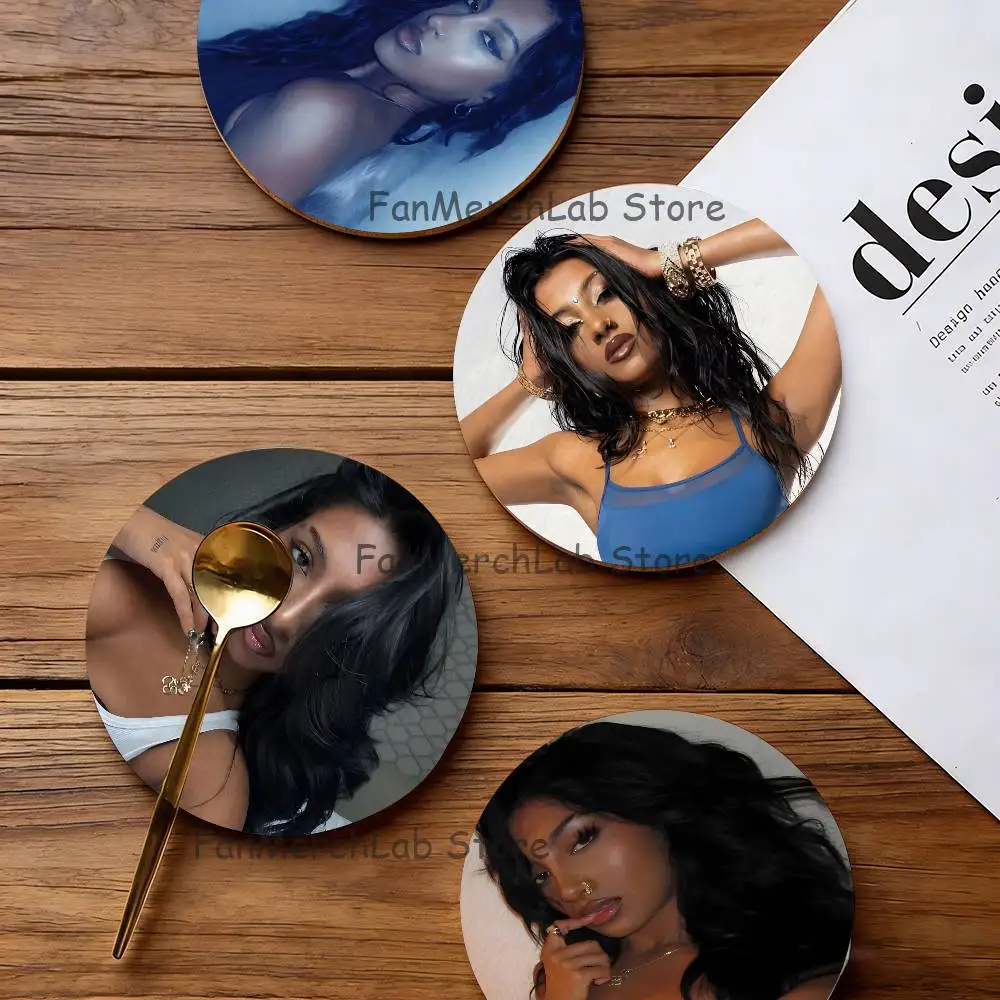 

Singer L-Lara Raj Wood Coaster Set - Heat Resistant For Tea & Coffee, Home Cafe Decor Holiday Gift