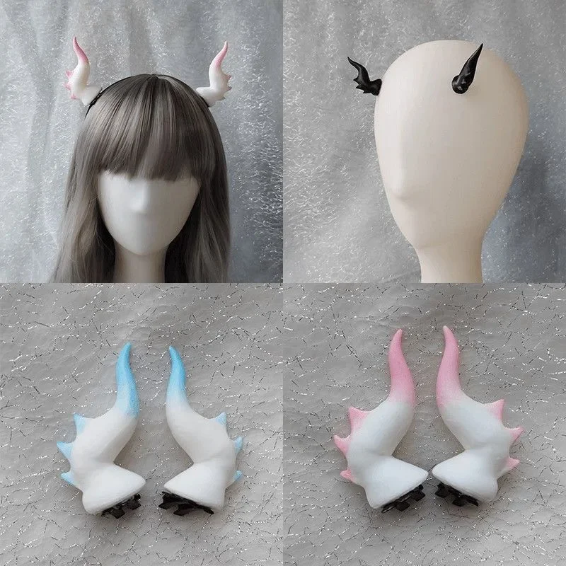 Devil Horn Hairclips Girls Anime Maid Hair Clip Cosplay Costume Party Headdress Women Comic Show Lolita-Style Headwear