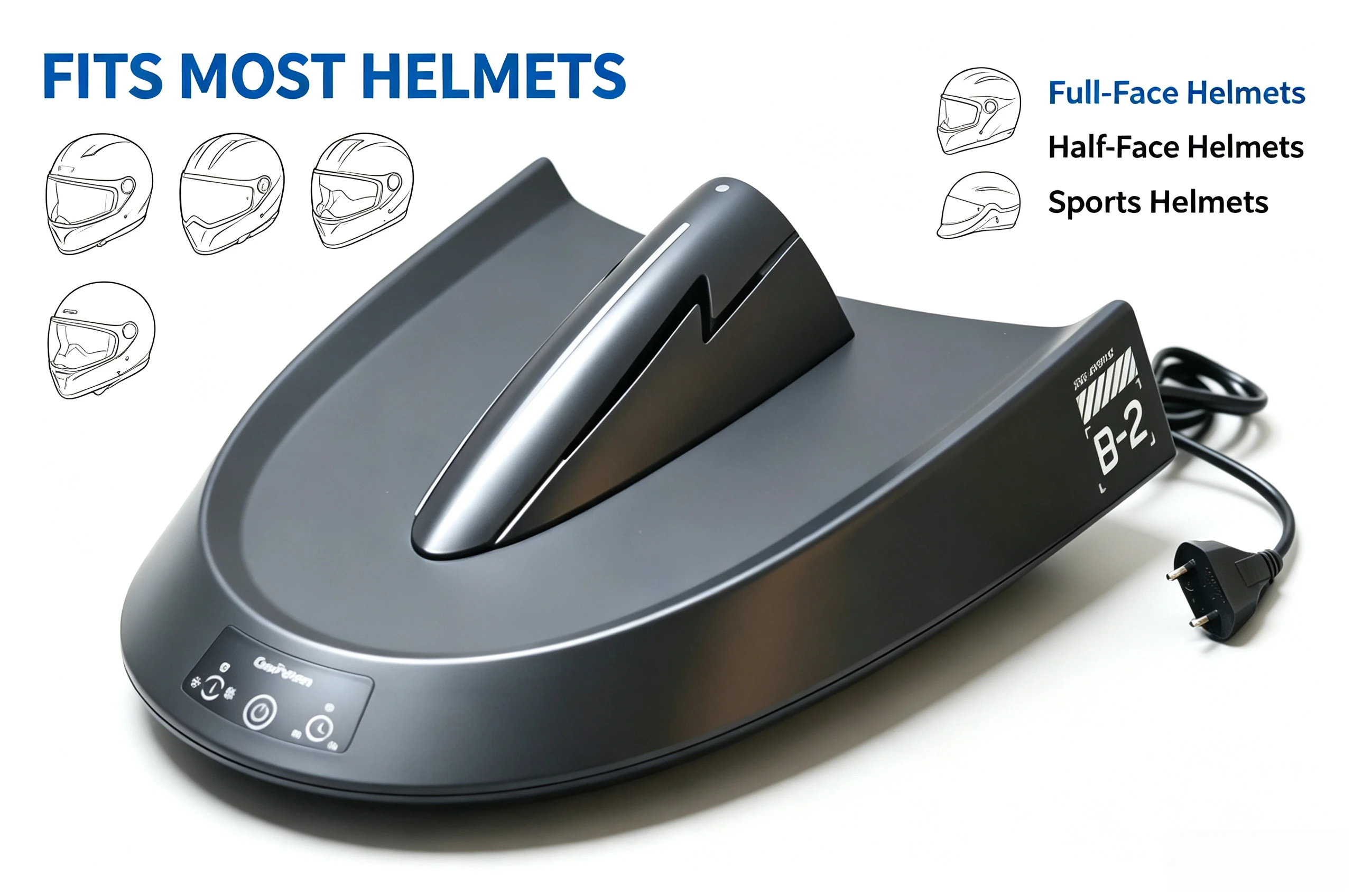 Smart Motorcycle Helmet Dryer Features Sterilization Dust Removal Functions Temperature Control Ambient Lighting