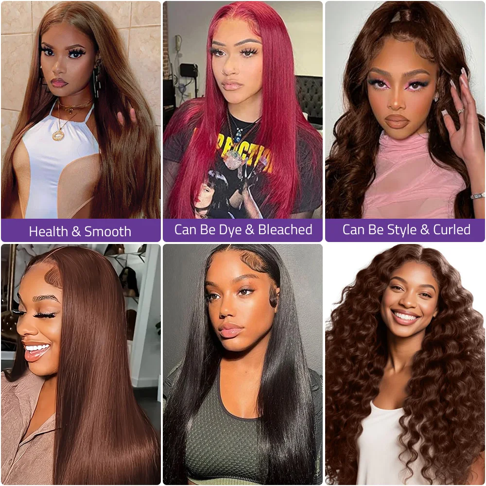 13x4 الدانتيل الشفاف الجبهة الباروكات الشوكولاته براون شعر طبيعي مفرود شعر مستعار للنساء 13x6 Hd الدانتيل الباروكة الأمامية يمكن كرة لولبية وصبغه.