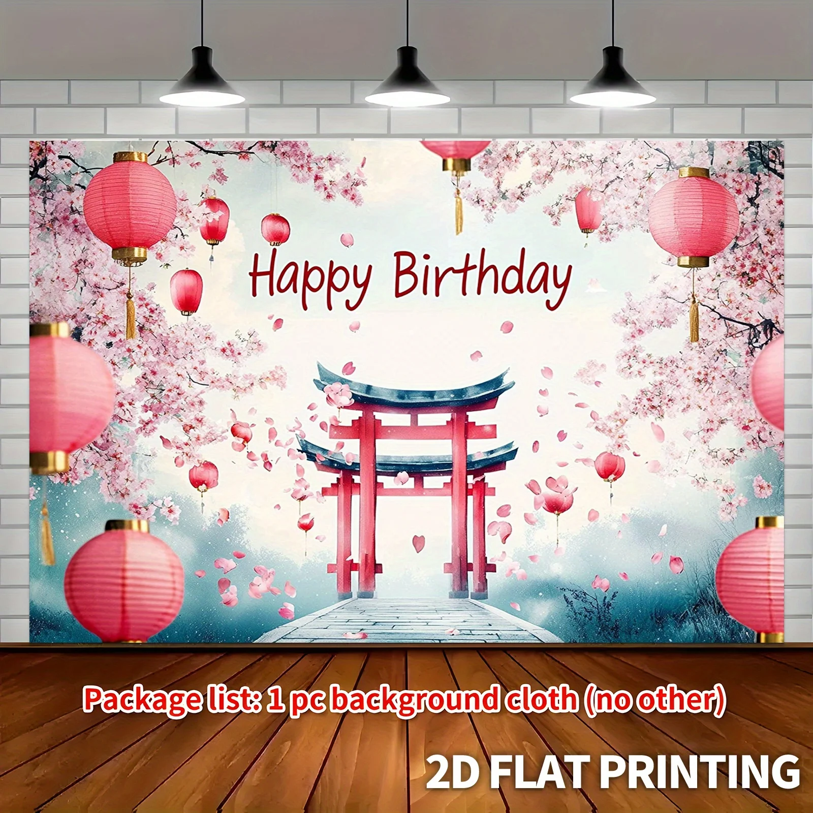 Japanese Cherry Blossom Tapestry Sakura Torii Gate Red Lanterns Spring Flowers Asian Zen Garden Birthday Party Photo Backdrop