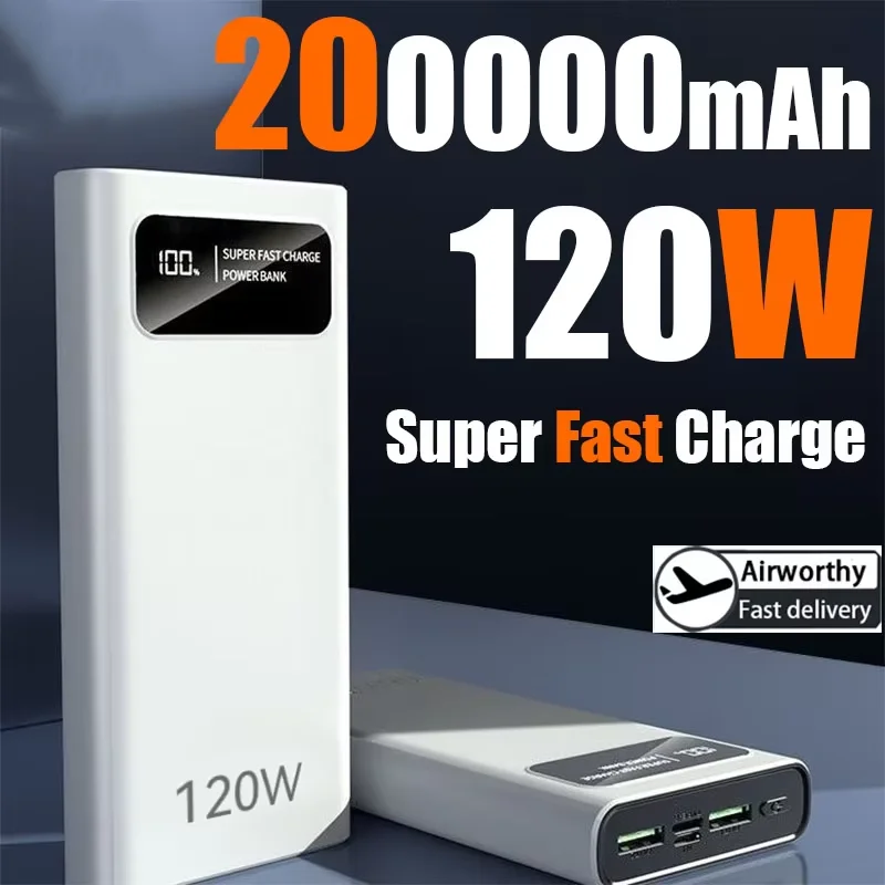 باور بانك 200000 مللي أمبير 120 وات شحن سريع طاقة متنقلة محمولة ذات سعة كبيرة شاشة ديجيتال لهاتف آيفون هواوي 2026 #1
