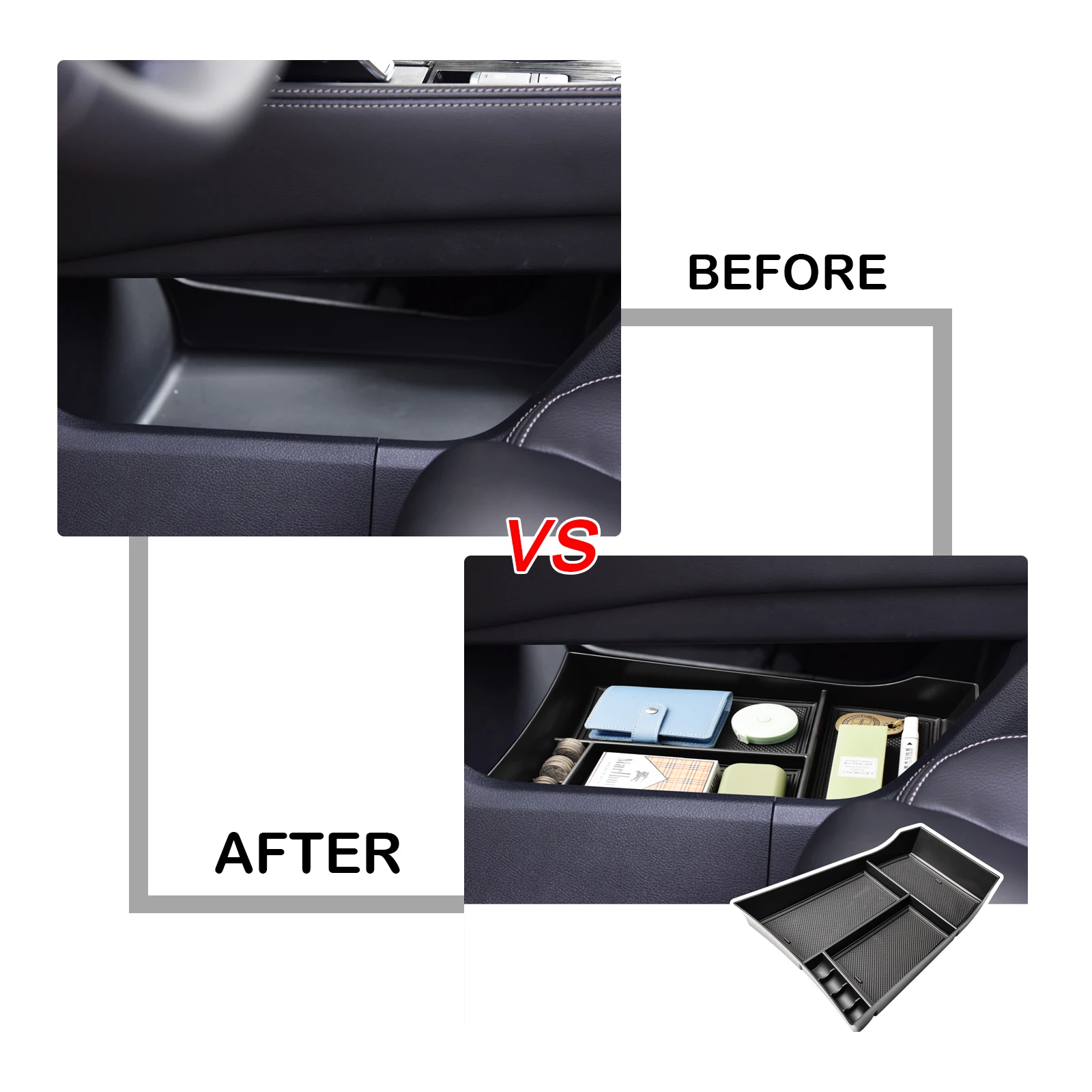 2PCS Center Console Organizer For Nissan X-trail Rogue 2021 2022 2023 2024 T33 Armrest Lower Storage Box Center Console Car Tray