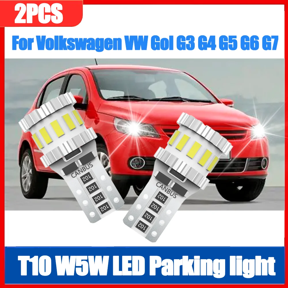 

2PCS Plug and Play 6000K White Canbus No error W5W T10 Parking Light Bulbs 6W Small Lights For Volkswagen VW Gol G3 G4 G5 G6 G7