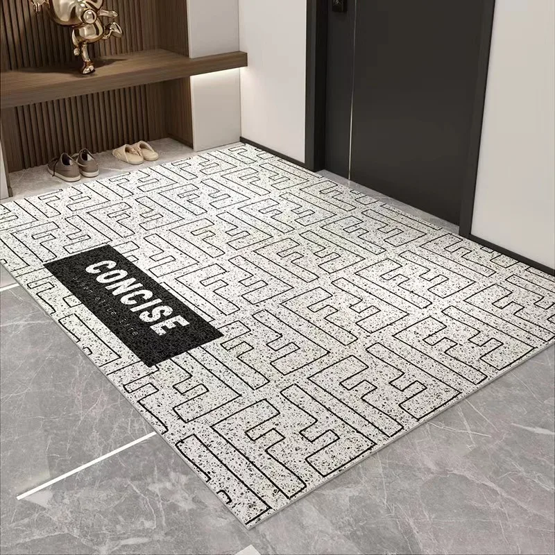 Black and White Simple Entrance Floor Mat, Water-absorbent, Anti-slip, Anti-fouling, Cuttable Carpet