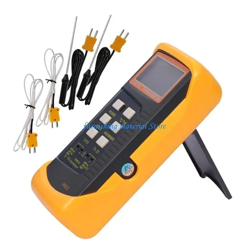 

Y5GD Handheld K Type Thermocouple Thermometer Lab Temperature Measurement with 4 Thermocouples Probes High Heat Meter