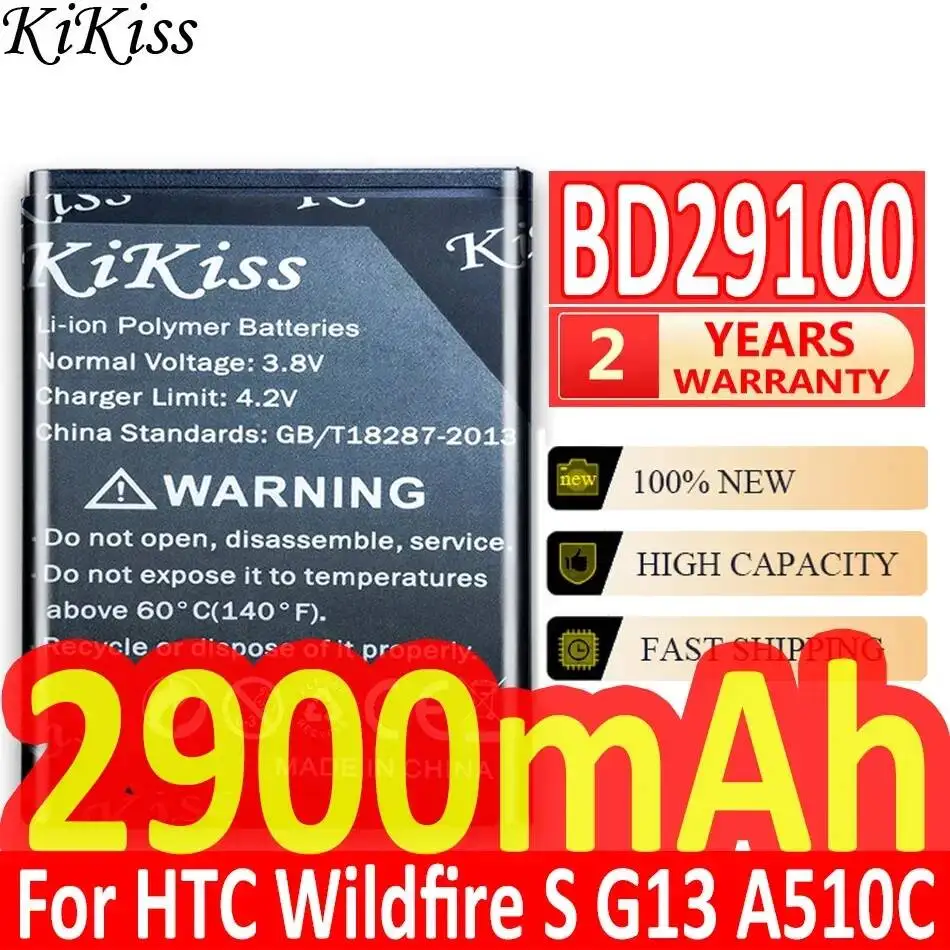 Mobile Phone Battery 2900mAh Reliable Replacement BD29100 For Htc Wildfire S G13 A510C A510e HD3 HD7 HD7S T9292 T9295 T9292