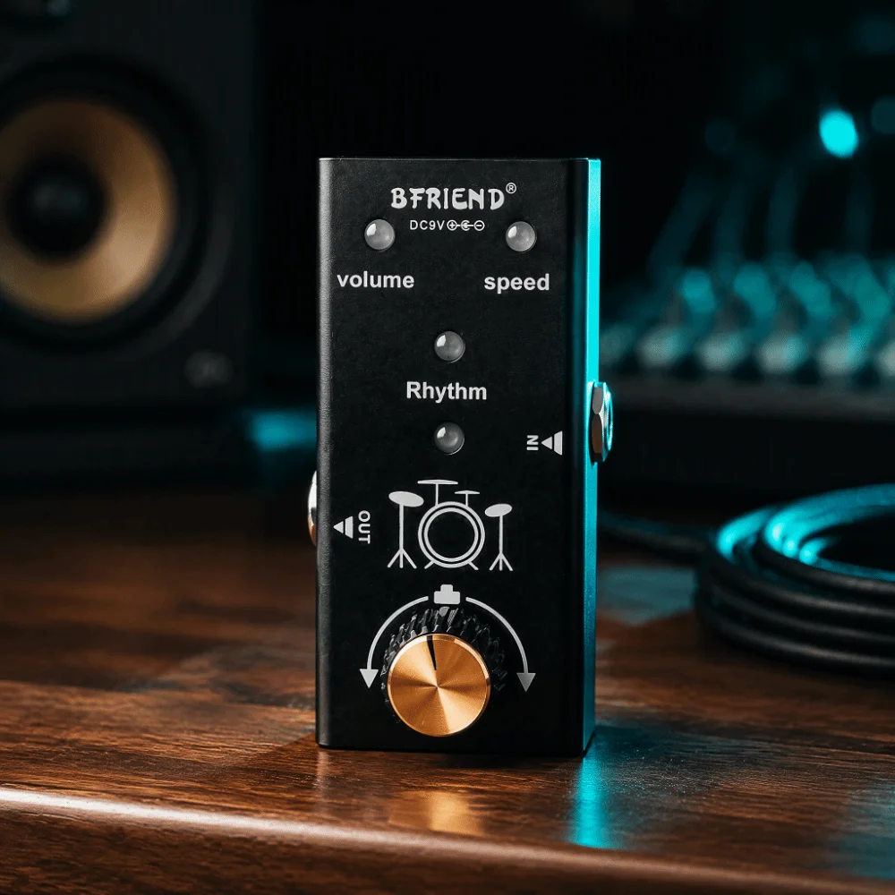 Aluminum Alloy Guitar Effect Pedal 55 Rhythm Patterns True Bypass Drum Machine Pedal Volume Control Knobs Speed Control Knobs