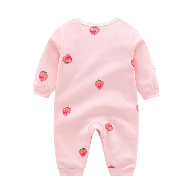 Baby Girl Long-Sleeved Jumpsuit, Cute, Strawberry, Harem, Spring, Fall, Baby Girl