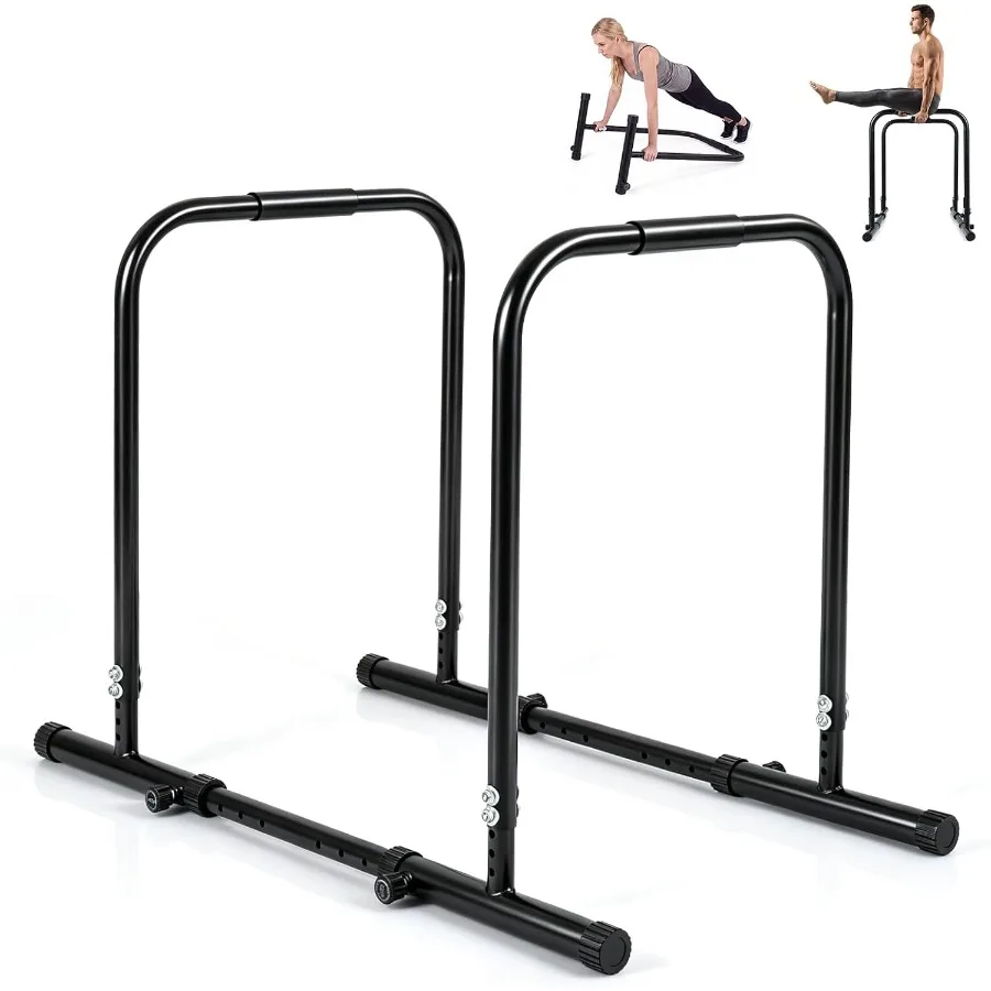 Adjustable Dip Bar, Heavy Duty Parallette Push Up Stand with 660 LBS Capacity, Anti-Slip Foam Grips, Portable Fitness Workout D