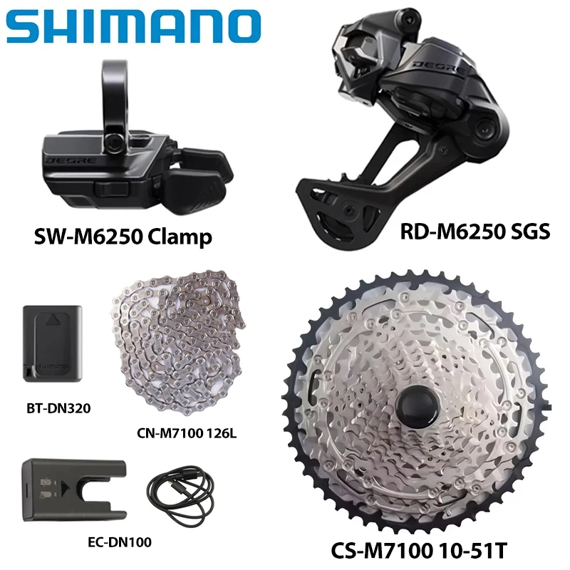 

SHIMANO NEW DEORE Di2 RD-M6250-SGS SW-M6250 CS-M7100 10-51T CN-M7100 с BT-DN320 EC-DN100, 12-скоростная система для горных велосипедов MTB ﻿