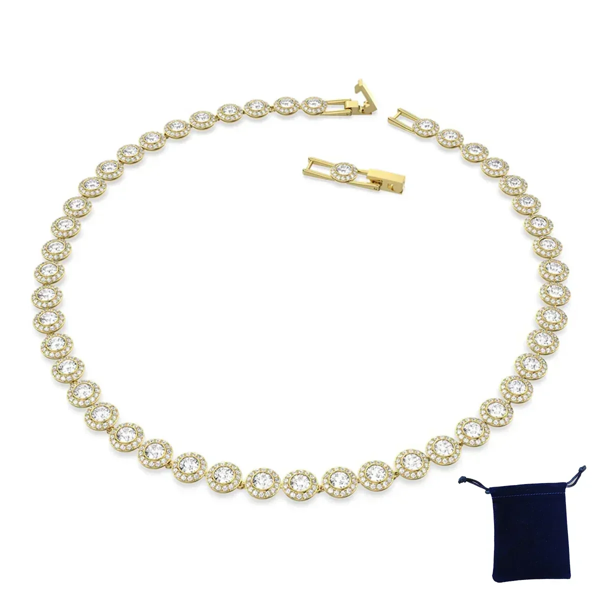 Hoge kwaliteit dames klassieke geluk diamant ronde kristallen ketting set S925 zilveren prachtige Una Angelic-serie sieradenset