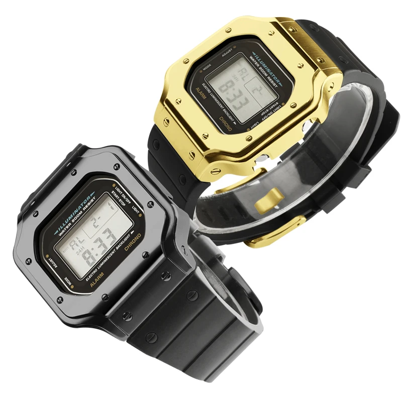 Совместим с металлическим корпусом DW5600 GW-B5600 и резиновым ремешком для модификаций спортивных часов.