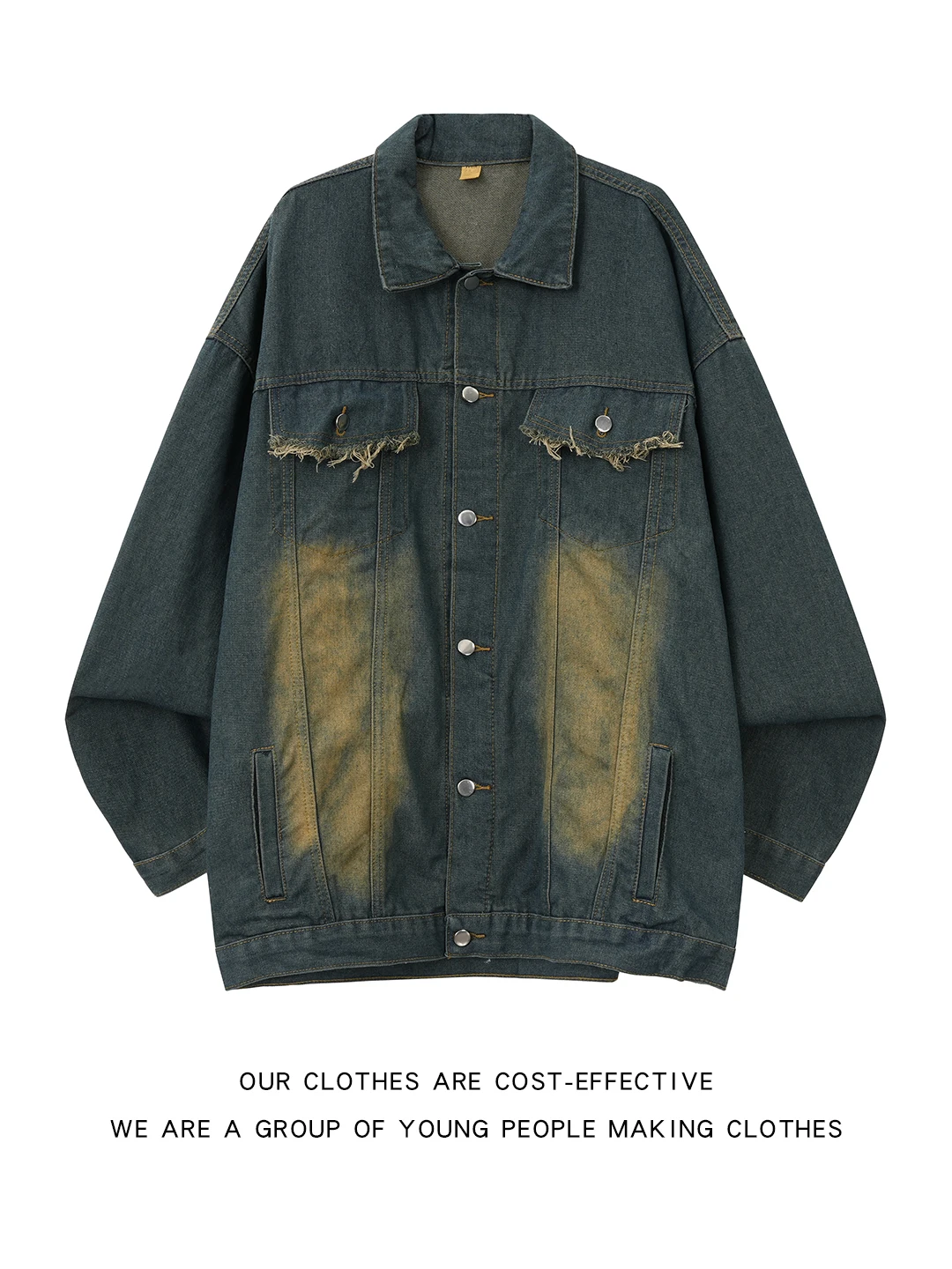 

Retro American Sle Men's Denim Jaet Casual Loose Fit Collared Workwear Jaet for Autumn Season Youth Faion