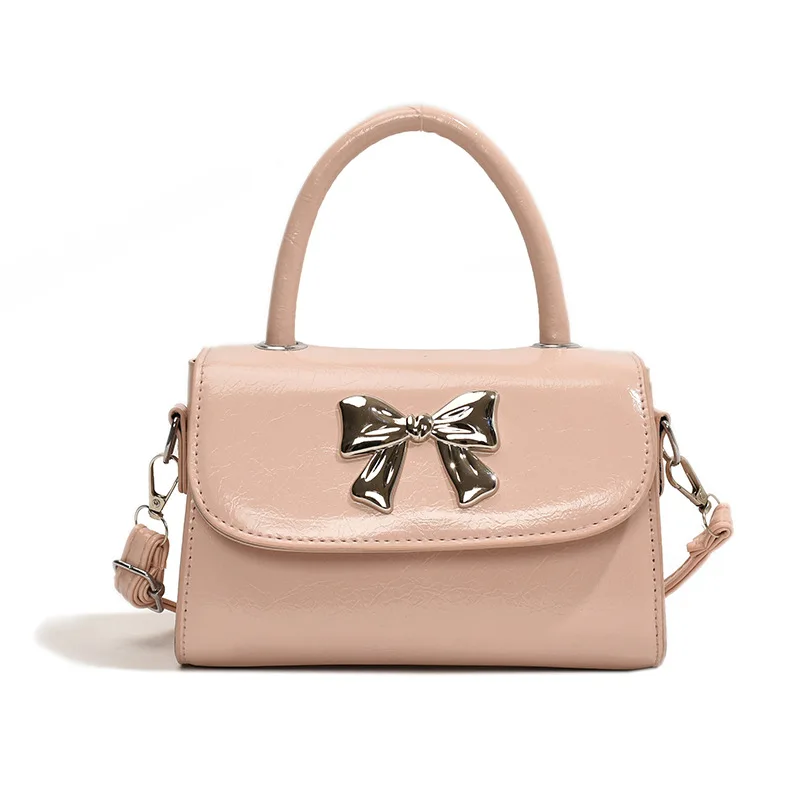 2024 Spring Ins Bow Decorative Handbags All-Match Shoulder Messenger Bag Western Style Gentle Small Square Bags for Women image 6