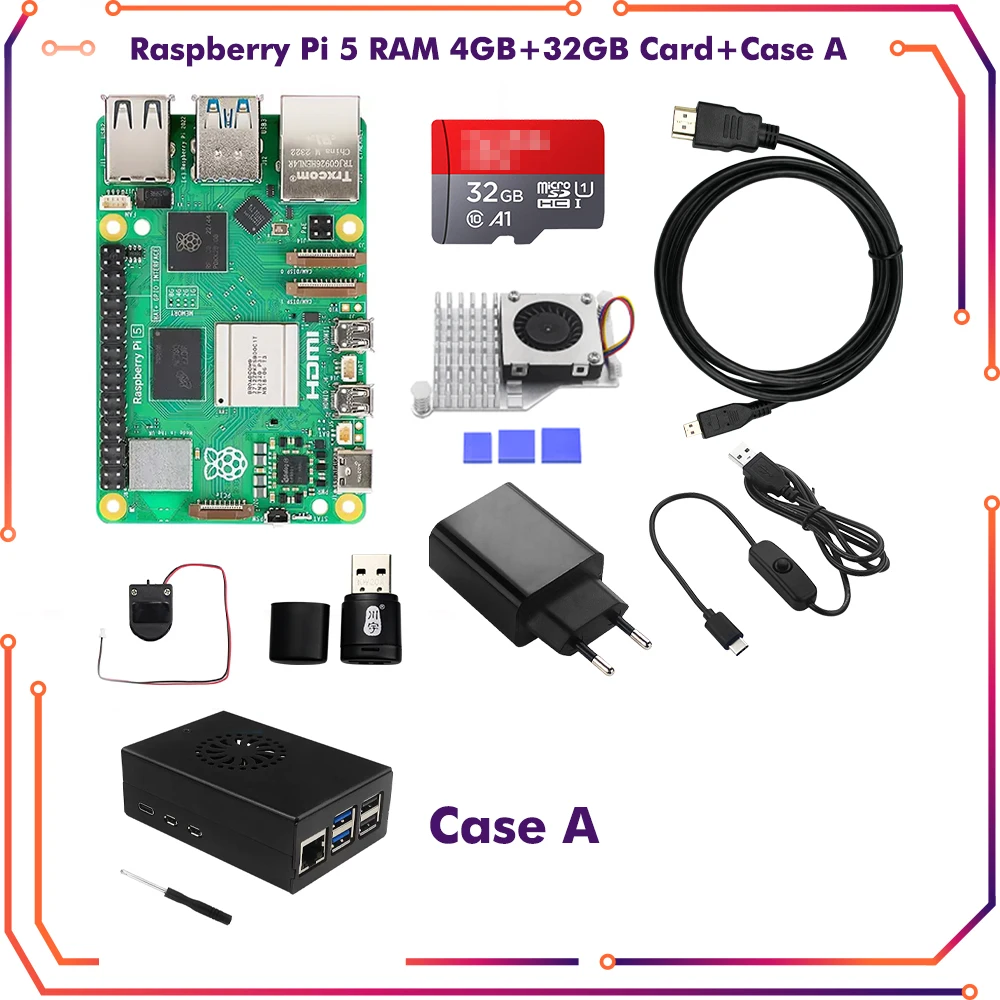 Raspberry Pi 5 4GB 8GB RAM Placa de desarrollo ordenador 2,4 GHz Cortex-A76 CPU VideoCore VII GPU opcional funda ventilador fuente de alimentación