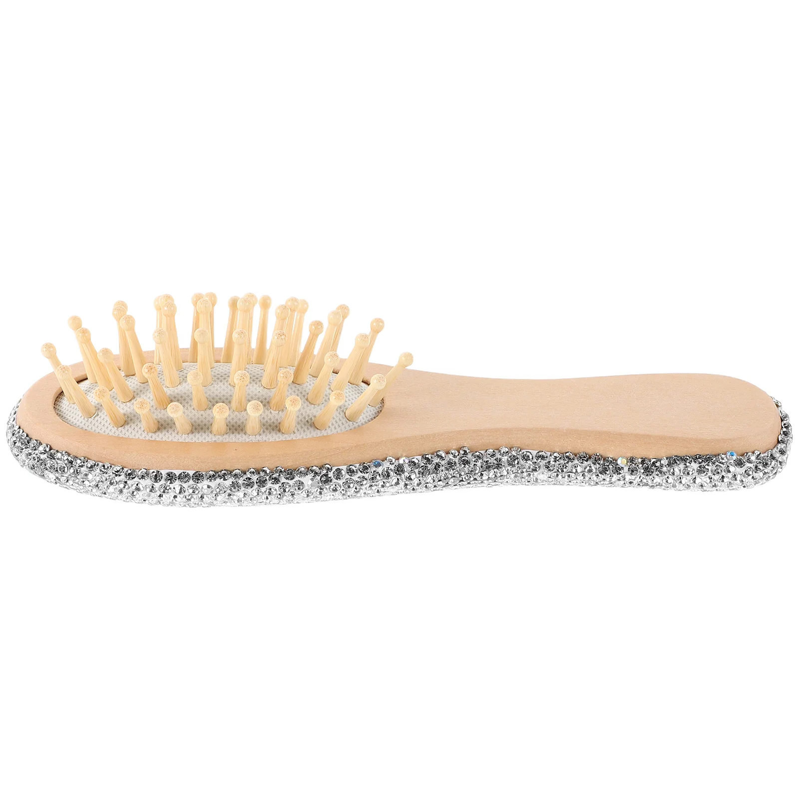 Rhinestone Massage Hair Comb Portable Wooden Scalp Massager Styling Tool for Women Travel Size Daily Use Bridal Headwear