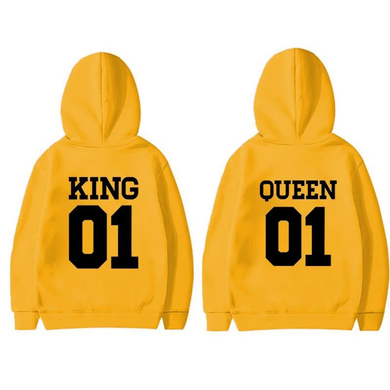 Couple Fashion King 01 Queen 01 Matching Sweatshirt Lovers Streetwear Personality Hoodies Sweatshirt Gift for Valentine\'s Day