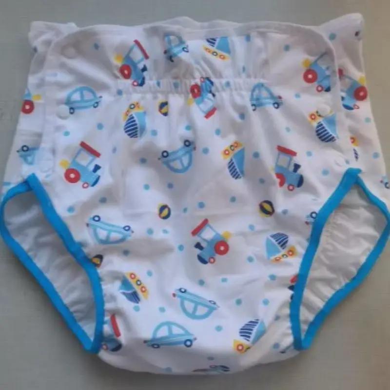 

Adult Baby Pure Cotton Training Pants ABDL With Snap Button Elastic Waist Waterproof Diapers Panties Couple Role-Playing Shorts
