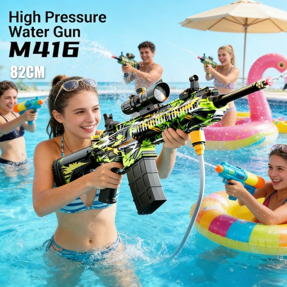 

M416 High-Pressure Electric Water Gun Large Automatic Squirt Gun with High Capacity, Summer Outdoor Water Toy for Kids & Adults