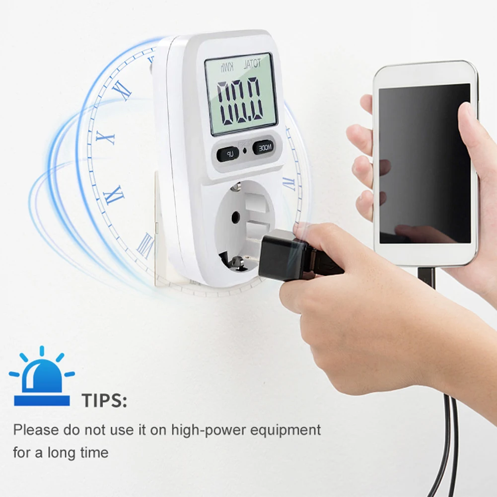 Nieuwe Praktische Digitale Lcd-Vermogensmeter Europese Stekker 220V Wattmeter Socket Energie Meter Kilowattuur Voltage Elektriciteitsmonitor